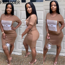 Load image into Gallery viewer, FAGADOER Color Women's Dress S 2XL Fashion Letter Print Casual Dress