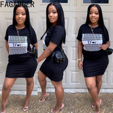 Load image into Gallery viewer, FAGADOER Color Women's Dress S 2XL Fashion Letter Print Casual Dress