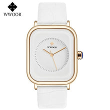 Load image into Gallery viewer, Fashion Women Watches 2021 New WWOOR Brand White Leather Rectangle