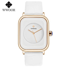 Load image into Gallery viewer, Fashion Women Watches 2021 New WWOOR Brand White Leather Rectangle