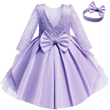 Load image into Gallery viewer, Girls New Year Dress Christmas Party Backless Bowknot Lace Princess