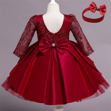 Load image into Gallery viewer, Girls New Year Dress Christmas Party Backless Bowknot Lace Princess