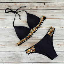 Load image into Gallery viewer, Push Up Bikini 2021 New Swimwear Women Tassel Black Ball Leopard Plus Size Swimsuit Bathing Suit Summer Biquini Summer Party XL