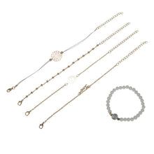 Load image into Gallery viewer, Arcoris White Marble Filigree Pendant & Love 5 Piece Bracelet Set