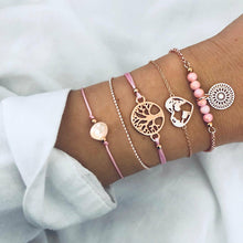 Load image into Gallery viewer, Celestial Crystals and Gemstone 5 Piece Bracelet Set + Stud Earring