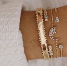 Load image into Gallery viewer, White Crystal Celestial 4 PC Bangle Set in 14K Gold