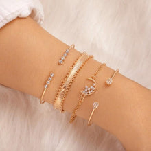 Load image into Gallery viewer, White Crystal Celestial 4 PC Bangle Set in 14K Gold
