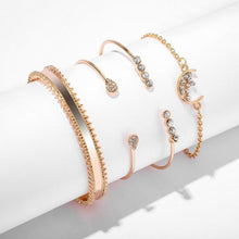 Load image into Gallery viewer, White Crystal Celestial 4 PC Bangle Set in 14K Gold