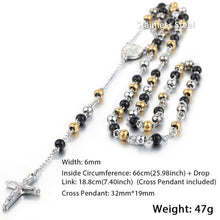 Load image into Gallery viewer, Davieslee Womens Men's Necklace Stainless Steel Chain Bead Rosary Long