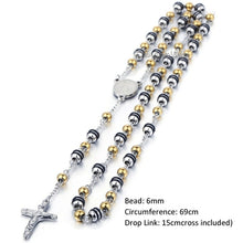 Load image into Gallery viewer, Davieslee Womens Men's Necklace Stainless Steel Chain Bead Rosary Long