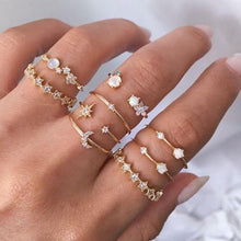 Load image into Gallery viewer, 9 Piece Celestial Ring Set With Austrian Crystals 18K Gold Plated Ring