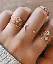 Load image into Gallery viewer, 9 Piece Celestial Ring Set With Austrian Crystals 18K Gold Plated Ring