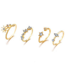 Load image into Gallery viewer, 9 Piece Celestial Ring Set With Austrian Crystals 18K Gold Plated Ring