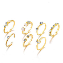 Load image into Gallery viewer, 9 Piece Celestial Ring Set With Austrian Crystals 18K Gold Plated Ring