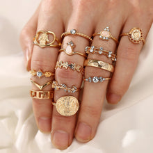 Load image into Gallery viewer, 15 Piece Assorted Ring Set With ® Crystals 18K Gold Plated Ring in 18K