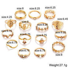 Load image into Gallery viewer, 15 Piece Assorted Ring Set With ® Crystals 18K Gold Plated Ring in 18K
