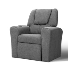 Load image into Gallery viewer, Keezi Kids Recliner Chair Grey Linen Soft Sofa Lounge Couch Children