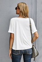 Load image into Gallery viewer, White Plain Crew Neck Short Sleeve Twist T Shirt