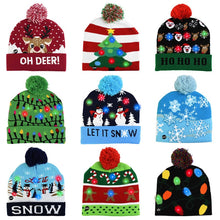 Load image into Gallery viewer, LED Christmas Hat Sweater Knitted Beanie Christmas Light Up Knitted
