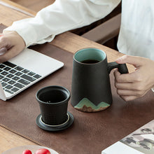 Load image into Gallery viewer, LUWU mountain design ceramic tea mugs with filter ceramic coffee cup