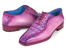 Load image into Gallery viewer, Paul Parkman Men's Purple Croco Textured Leather Bicycle Toe Oxfords
