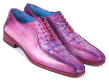 Load image into Gallery viewer, Paul Parkman Men's Purple Croco Textured Leather Bicycle Toe Oxfords