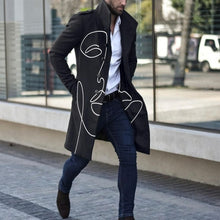 Load image into Gallery viewer, Man Single Breasted Jacket Letter Printing Button Long Slim Coat Long