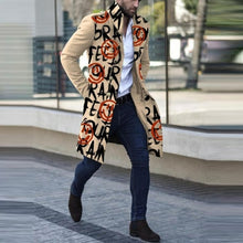 Load image into Gallery viewer, Man Single Breasted Jacket Letter Printing Button Long Slim Coat Long