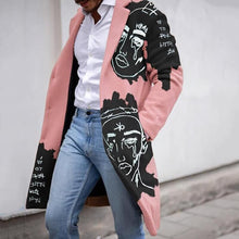 Load image into Gallery viewer, Man Single Breasted Jacket Letter Printing Button Long Slim Coat Long