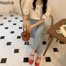 Load image into Gallery viewer, Neploe Vintage Print Cherry Women Blouses Square Collar Sweet Puff