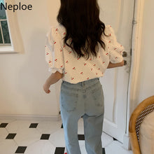 Load image into Gallery viewer, Neploe Vintage Print Cherry Women Blouses Square Collar Sweet Puff