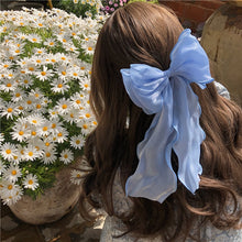 Load image into Gallery viewer, New Women Girls Sweet Blue Shining Satin Bowknot Hair Clip Big Ribbon