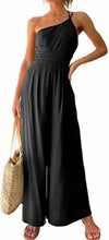 Load image into Gallery viewer, Single Shoulder Sling Rompers Loose Jumpsuit Solid Vintage Wide Leg
