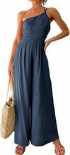 Load image into Gallery viewer, Single Shoulder Sling Rompers Loose Jumpsuit Solid Vintage Wide Leg