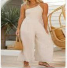 Load image into Gallery viewer, Single Shoulder Sling Rompers Loose Jumpsuit Solid Vintage Wide Leg