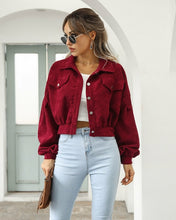 Load image into Gallery viewer, Fashion Women Corduroy Lantern Long Sleeves Lapel BF Style Jacke