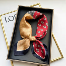 Load image into Gallery viewer, Plaid Silk Square Scarf Women Satin Shawl Wrap Hijab Female Hair Band