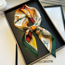 Load image into Gallery viewer, Plaid Silk Square Scarf Women Satin Shawl Wrap Hijab Female Hair Band