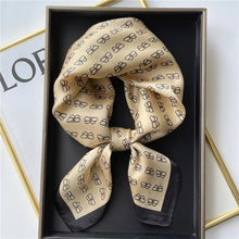Load image into Gallery viewer, Plaid Silk Square Scarf Women Satin Shawl Wrap Hijab Female Hair Band