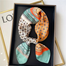 Load image into Gallery viewer, Plaid Silk Square Scarf Women Satin Shawl Wrap Hijab Female Hair Band