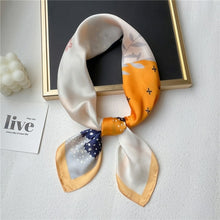 Load image into Gallery viewer, Plaid Silk Square Scarf Women Satin Shawl Wrap Hijab Female Hair Band
