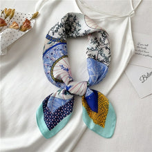 Load image into Gallery viewer, Plaid Silk Square Scarf Women Satin Shawl Wrap Hijab Female Hair Band