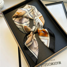 Load image into Gallery viewer, Plaid Silk Square Scarf Women Satin Shawl Wrap Hijab Female Hair Band