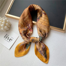 Load image into Gallery viewer, Plaid Silk Square Scarf Women Satin Shawl Wrap Hijab Female Hair Band