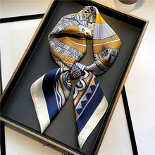 Load image into Gallery viewer, Plaid Silk Square Scarf Women Satin Shawl Wrap Hijab Female Hair Band