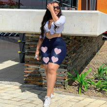 Load image into Gallery viewer, Plus Size Summer Denim Shorts Women Daily Casual Printed Tight Fitting