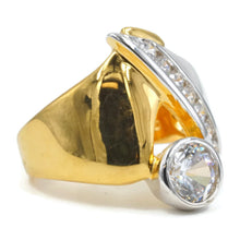 Load image into Gallery viewer, Bezel Set Cubic Zirconia Wrap Ring in Contemporary Two Tone Setting