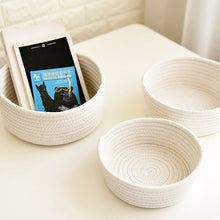 Load image into Gallery viewer, Round Small Hand-woven Basket Tabletop Snacks Debris Basket Storage