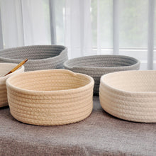 Load image into Gallery viewer, Round Small Hand-woven Basket Tabletop Snacks Debris Basket Storage