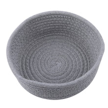 Load image into Gallery viewer, Round White Gray Small Hand Woven Basket Bedside Tabletop Snacks